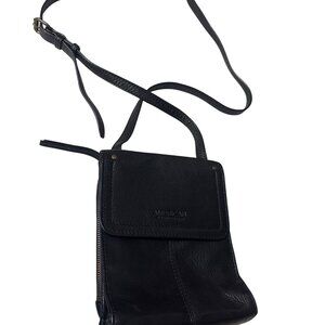 American Leather Co. Black Crossbody Bag With Adjustable Strap & Multiple Compar
